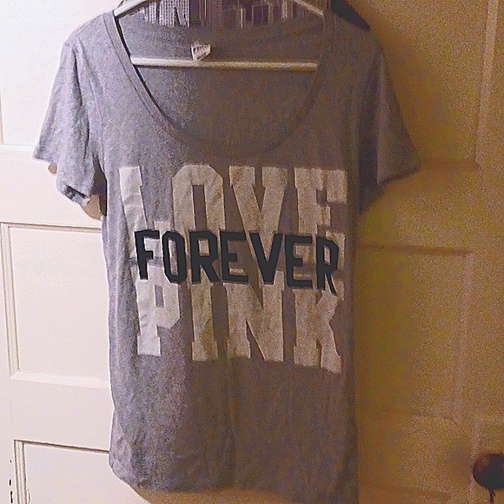 A Pink brand women's baby doll shirt gray in color size large